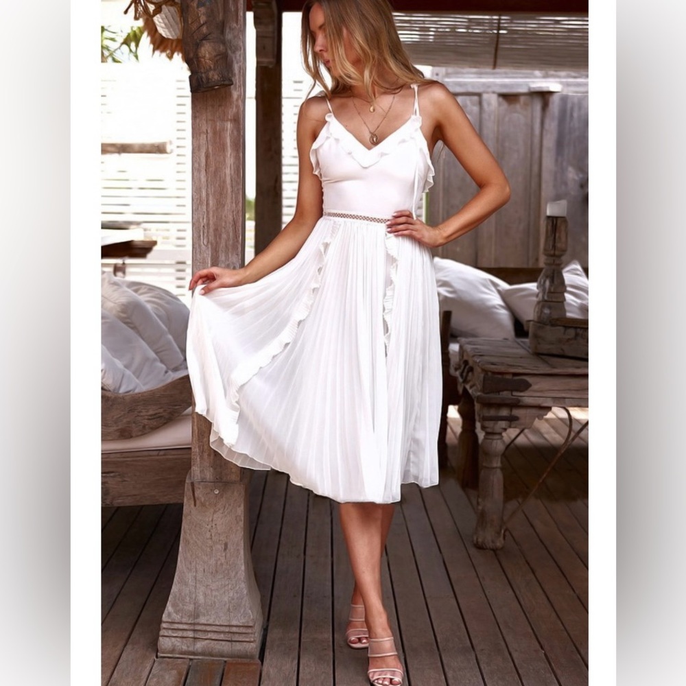 NWT Lady Black Tie White Maia Midi Sundress Sz 2